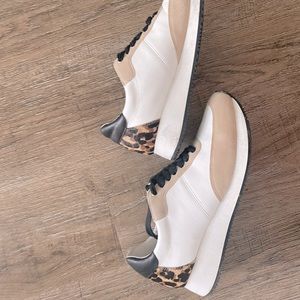 Banana republic sneakers w/animal print accent.